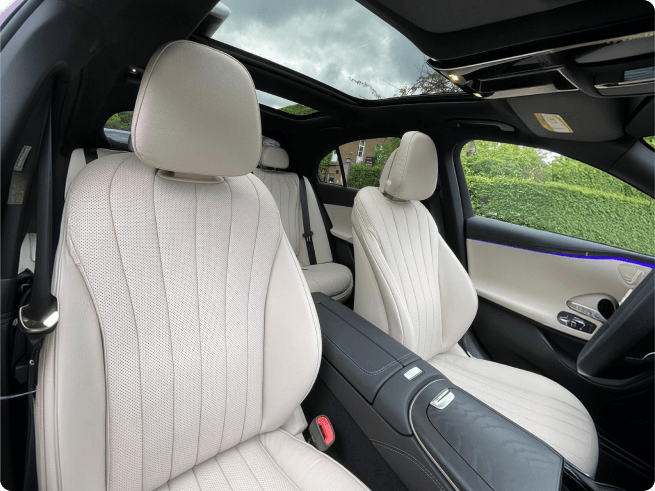 Black Mercedes-Benz E-Class luxury chauffeur car interiors
