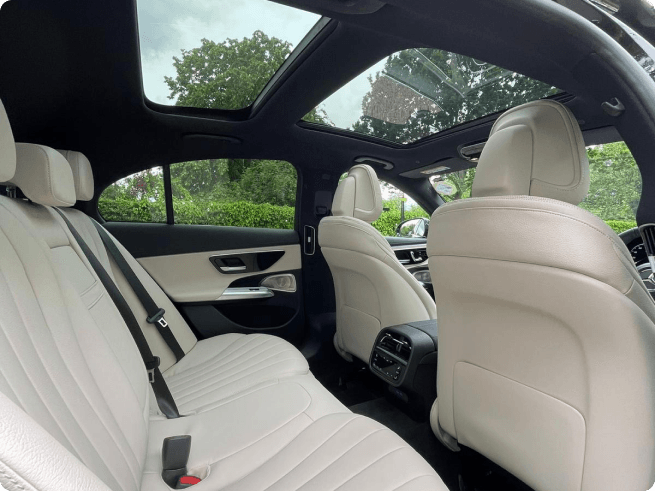 Rear passenger seating inside a Mercedes-Benz E-Class