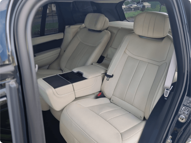 Premium leather seating inside a Range Rover