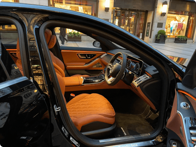 Premium rear interior of a Mercedes-Benz S-Class
