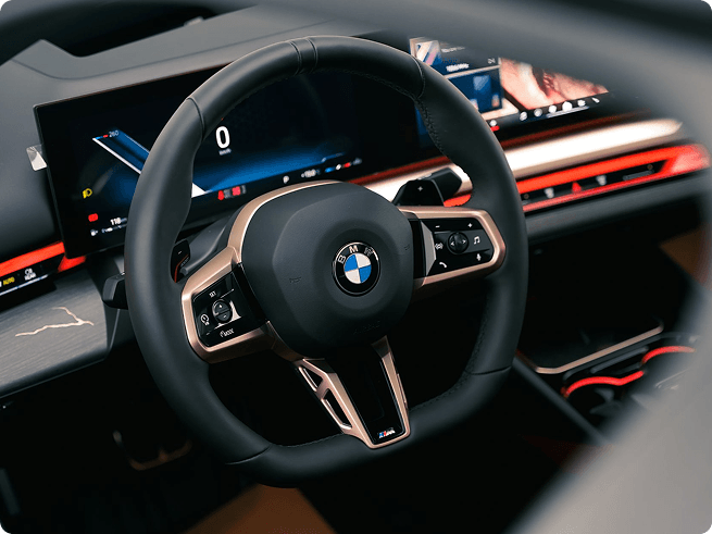 Stearing wheel of the BMW 5 Series.